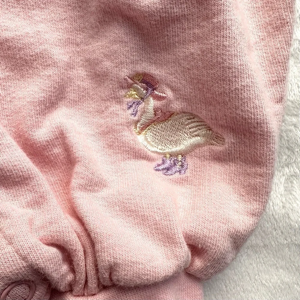 Vintage Lullaby Club Mother Goose Letters Pink Romper 1pc Outfit Baby Girl 3-6M